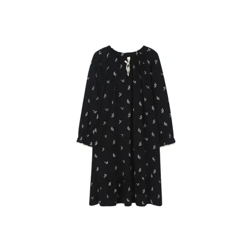 Sha Qian Ночная сорочка для весны и осени женская черная