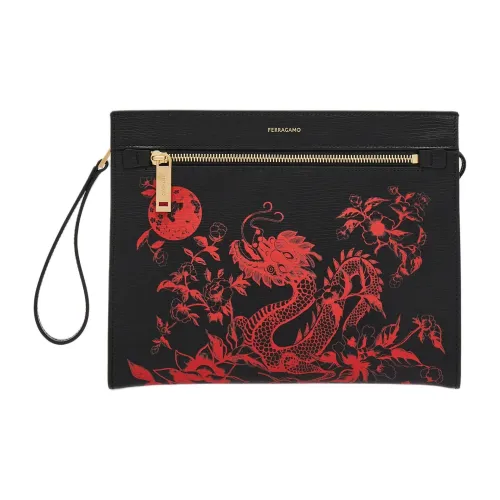 FERRAGAMO Коровья кожа Клатч Мужской Черный Красный