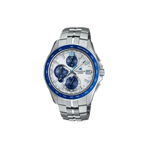 CASIO Manta S7000 Collection Солнечный Кварцевый механизм Титан Ремешок Часы Мужские Циферблат Серебристый