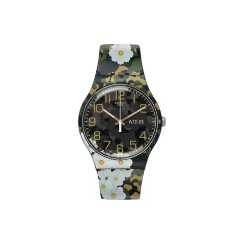 Swatch Quartz Механизм Мужские часы Циферблат 43 мм Черный Пластиковый корпус Часы Пластиковый ремешок