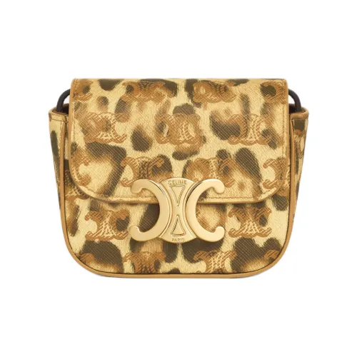 CELINE Triomphe Телячья кожа Комбинированная Сумка через плечо Мини Женская с леопардовым принтом