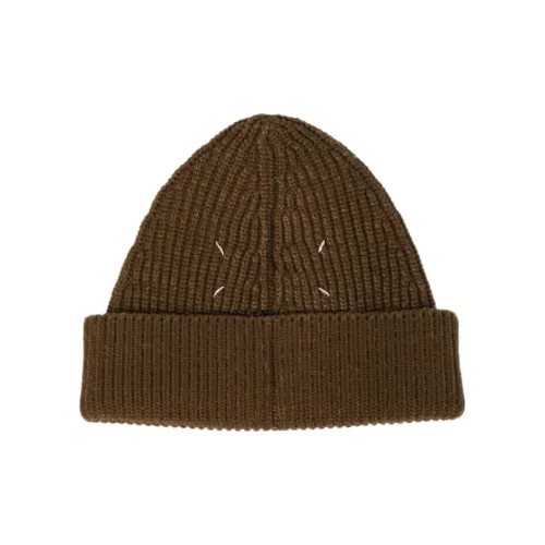 Maison Margiela Cotton Wool Beanies Men's Brown