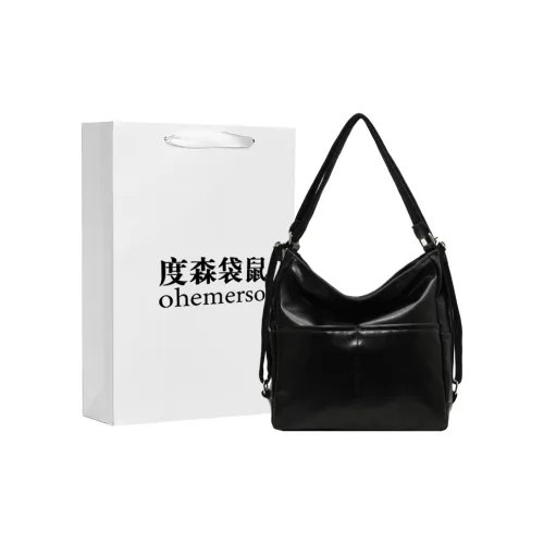 Dusen Kangaroo ПУ (полиуретан) Ведрообразная сумка Рюкзак на одно плечо Стандартный Унисекс Черный Коричневый