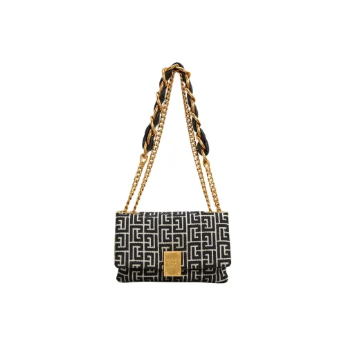 BALMAIN 1945 Lambskin Portable Crossbody Bag Shoulder Bag Women's Black Beige BALMAIN 1945 Lambskin Портативная сумка через плечо плечевая сумка женская черный и бежевый