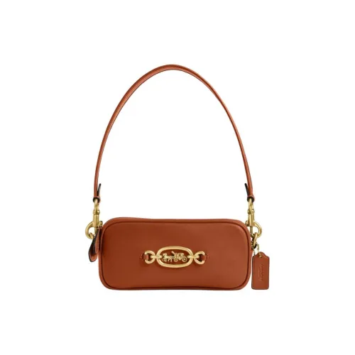 COACH Кожа Портативный Crossbody Сумка Сумка через плечо Маленькая Женская Полированная Амбер