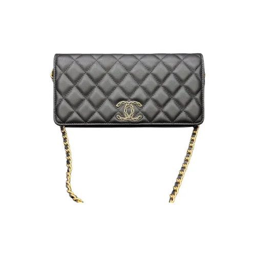 CHANEL Sheepskin Flip-сумка Багетная сумка Конверт сумка Сумка через плечо Сумка на плечо Женская Черная