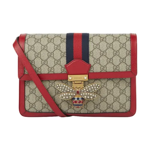 GUCCI Canvas с кожаными вставками одно плечо ручная сумка через плечо средний размер женская эбеновый красный