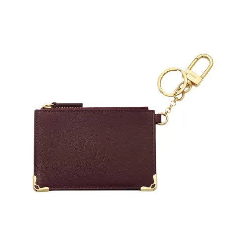 Cartier Футляр Для Ключей Must De Cartier Телячья Кожа Бордового Цвета, Позолоченная Отделка
