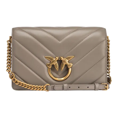 PINKO Classic Love Козья кожа с коровьей кожей Сумка через плечо Сумка на плечо Мини Женская Тауповая