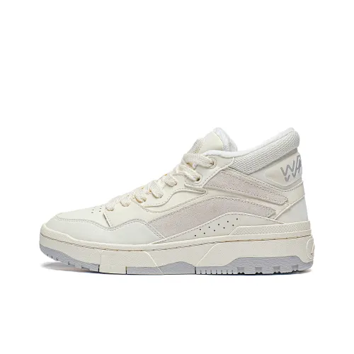 LINING Wave MID Fleece Устойчивый к истиранию Дышащие Высокие Кроссовки для скейтбординга Женские Экрю