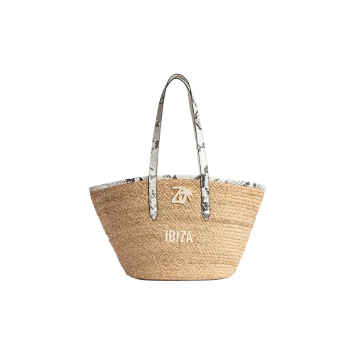 Zadig Voltaire Джут с хлопком соломенная сумка BEACH BAG сумка на одно плечо женская бежевая