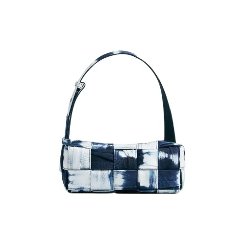 Bottega Veneta Brick Cassette Denim Сумка через плечо Маленькая Женская Морской Синий и Белый