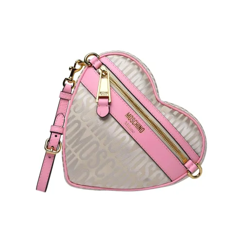 MOSCHINO Полиэстер с хлопком клатч в форме сердца женский розовый и бежевый