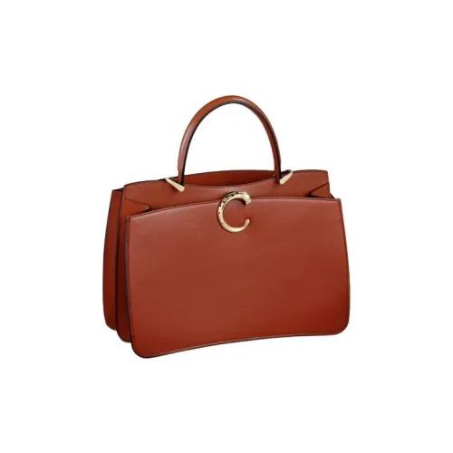 Cartier Сумка Panthère De Cartier, Сумка С Ручкой Телячья Кожа Каштанового Цвета, Позолоченная Отделка И Отделка Из Черной Эмали