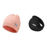 Розовые наушники с меховыми капюшонами