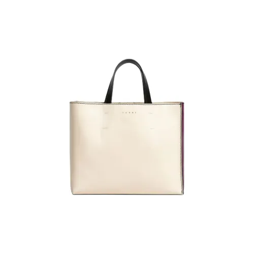 MARNI Museo Soft Телячья кожа Тоут Сумка Сумка для покупок Сумка через плечо Сумка Маленькая Женская Белая и Фиолетовая