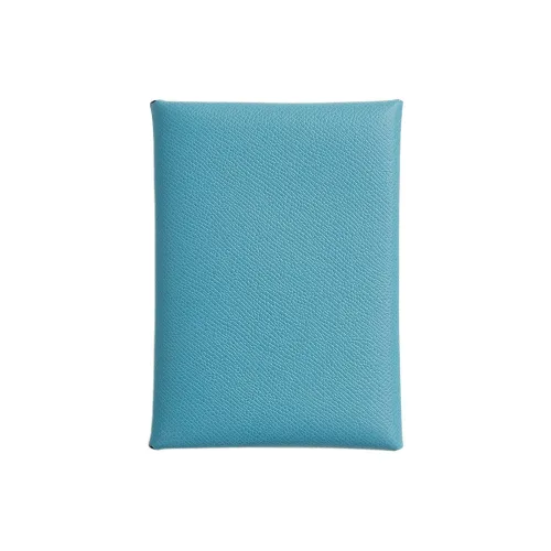 HERMES Calvi Duo Madame Телячья кожа Держатель для карт Женские P3 BLEU DU Nord Northern Синий