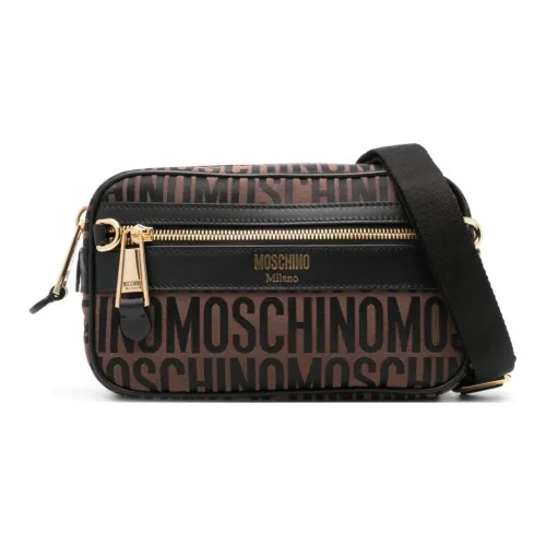 MOSCHINO Сумка через плечо из телячьей кожи мужская цвет шоколадный коричневый и черный