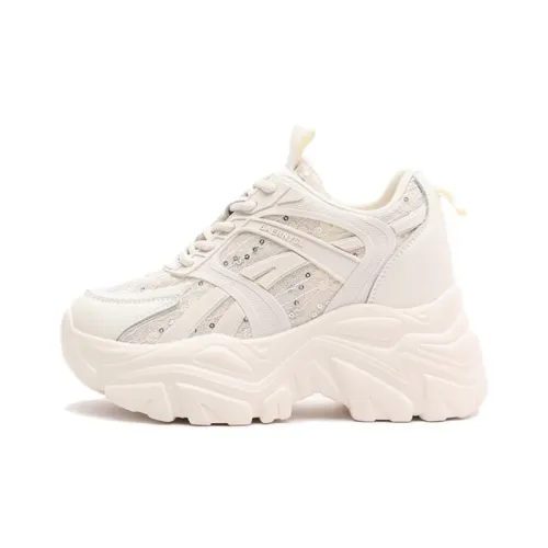 Satchi визуально увеличивает рост Низкий топ Толстая подошва Кроссовки Женские Бежевые