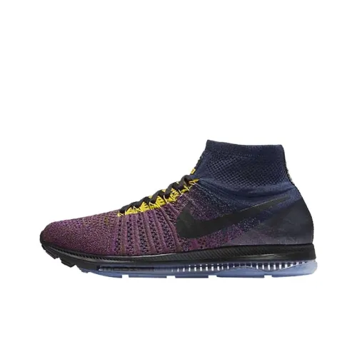 Nike Износостойкие Дышащие Высокие Беговые Кроссовки Унисекс Черные Фиолетовые