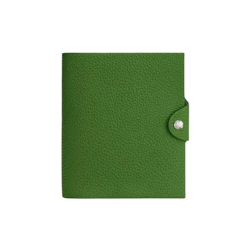 HERMES Коровья кожа Togo Мешок для хранения Trumpets Унисекс Шелк Синий Зеленый