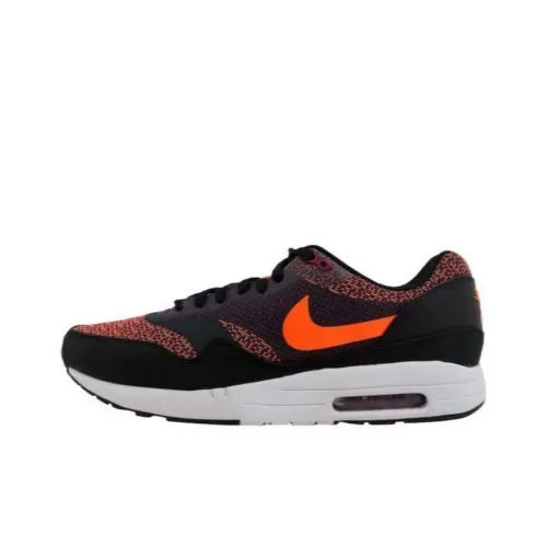 Nike Air Max 1 Амортизация Износостойкий Низкий Топ Бег Унисекс Черный Оранжевый