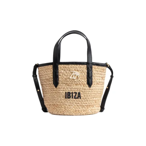 Zadig Voltaire Джутовая сумка из хлопковой ткани BEACH BAG Сумка на одно плечо Женская Черная