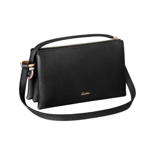 Cartier Trinity Series Рельефная Телячья Кожа Сумка через плечо Мини Женская Черная