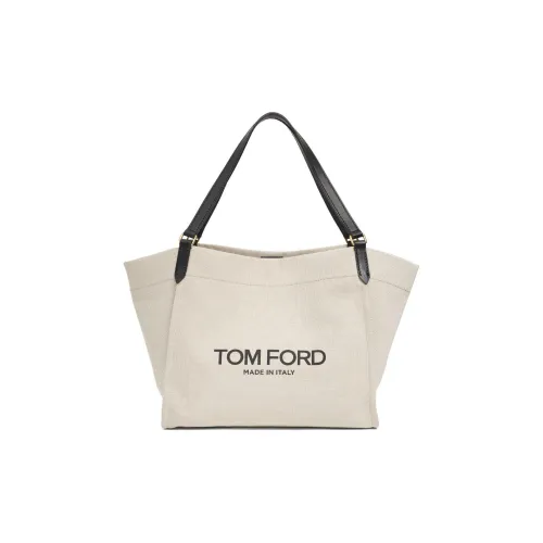 TOM FORD Хлопок Телячья кожа Тоут Сумка Сумка для покупок Сумка Большая Женская Белая