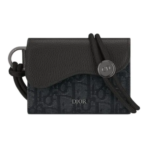 DIOR Седло Ткань с принтом зернистая кожа коровы держатель для карт мужской черный