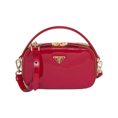 PRADA Лак Кожаная Сумка Сумка через плечо Сумка через плечо Мини Женская Вишнево-Красная