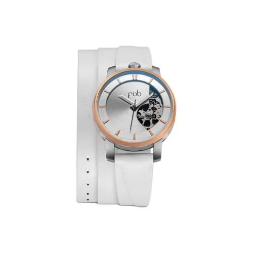 FOB Наручные часы Автоматический Механический Механизм Кожаный ремешок 36 мм Серебристый циферблат Женские часы