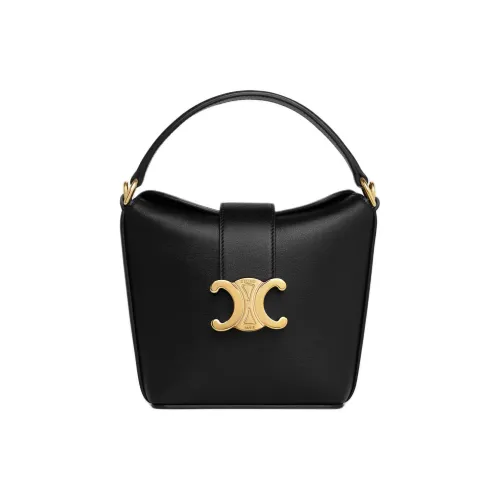 CELINE Triomphe Arc De Triomphe Телячья кожа Ведрообразная сумка Сумка Сумка через плечо Сумка через плечо Мини Женская Черная