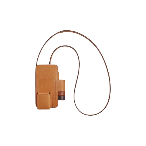 HERMES Свинная кожа с BARENIA Телячья кожа Одно плечо Через плечо Чехол для телефона Женские Цвет ириски Свет Рыжевато-коричневый Эбеновый