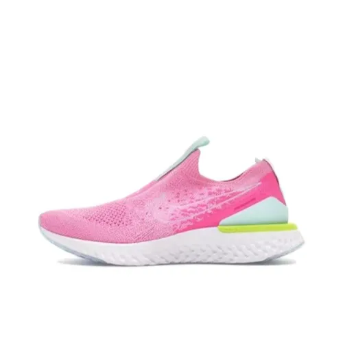 Nike Epic Phantom React Flyknit Амортизация Износостойкие Низкие Кроссовки для Бега Женские Розовые