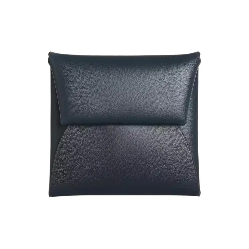 HERMES Bastia Коробка Телячья кожа Монета Кошелек Женские 7K BLEU Abysse Глубокое море Синий