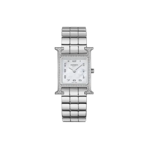 HERMES Женские часы Кварцевый механизм Ремешок из нержавеющей стали 25 мм Белый циферблат