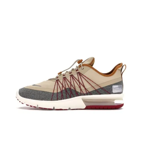 Nike Air Max Sequent Амортизация Износостойкие Низкие Кроссовки для Бега Мужские Бежево-Серый Красный