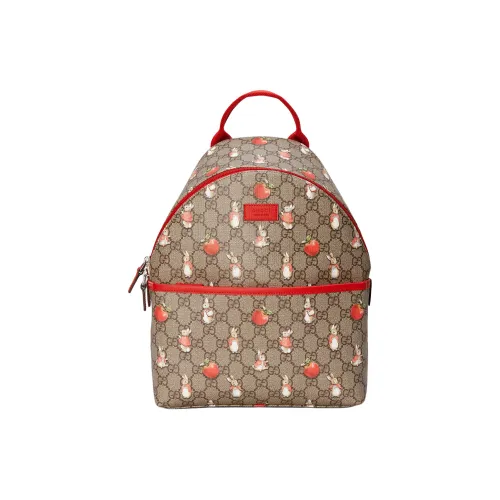 GUCCI Peter Rabbit™ Коллаборация Холст с кожей Рюкзак Детский Эбеновый Зеленый Красный
