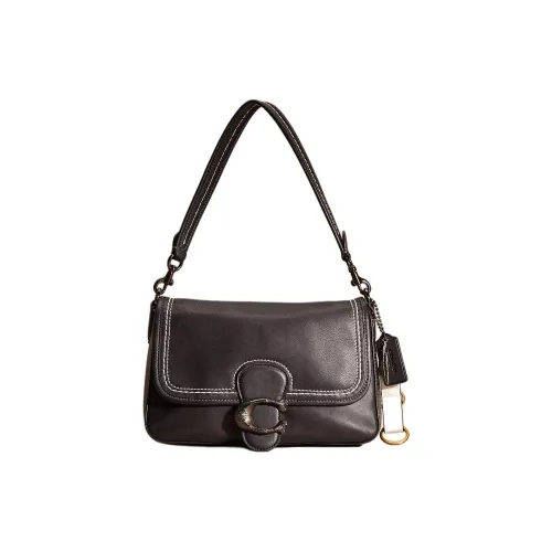 COACH Soft Tabby Гладкая кожа Сумка через плечо Сумка Обычная Женская Олово Черный