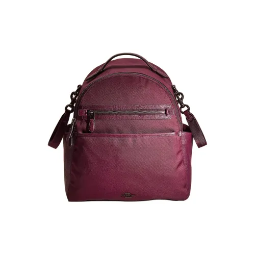 COACH Малыш Нейлон с Полированной Гальчатой Текстурой Кожа Рюкзак Большой Женские Олово Сплав с Бойзенберри