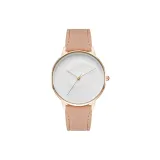 Белый корпус, белый циферблат, кожаный ремешок-спираль