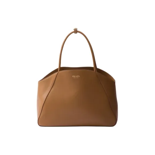 PRADA Кожа Тоут Сумка Сумка для покупок Сумка Большая Женская Карамель