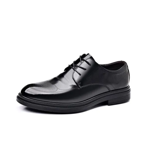 KAQIAODI Повседневные кожаные туфли с низким верхом черные мужские