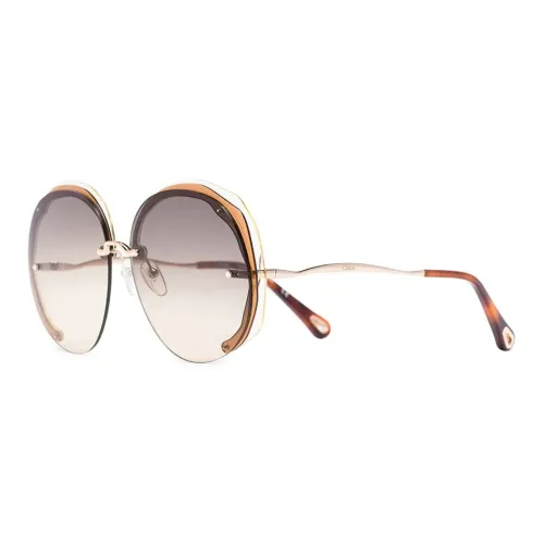 Chloe Металл Ацетат Акрил Круглые Солнцезащитные очки Женские Золотые