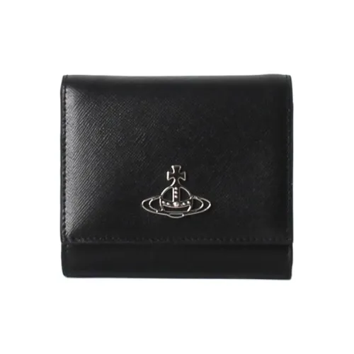 Vivienne Westwood Solid Color Leather Wallet Unisex Black Вивьен Вествуд Однотонный Кожа Кошелек Унисекс Черный