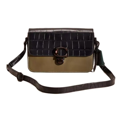 COACH Studio Крокодил Тисненая кожа Сумка через плечо Сумка на плечо Женская Олово Черный