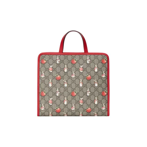 GUCCI Peter Rabbit™ Коллаборация Холст Тоут Сумка Сумка для покупок Детская сумка Цвет Эбеновое дерево Зеленый Красный