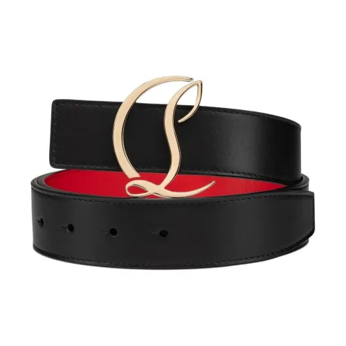 CL LUBOTING Логотип Emblem Плавная пряжка Кожаные ремни Женские Черный Ширина 4CM