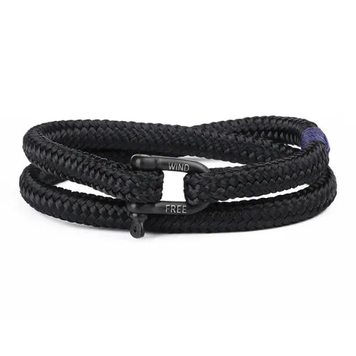 TUBAOSHU Нержавеющая сталь Нейлон Полиэстер BOAT Браслет с шнурками Унисекс Черный